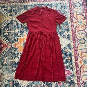 Elegant Red Button-Up Dress